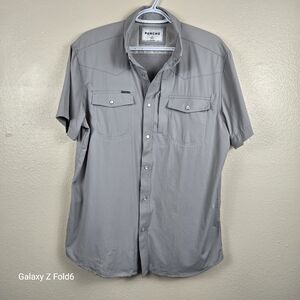 Poncho Outdoors Slim-Fit Performance Button-Up Shirt – Men’s Medium – Light Gray